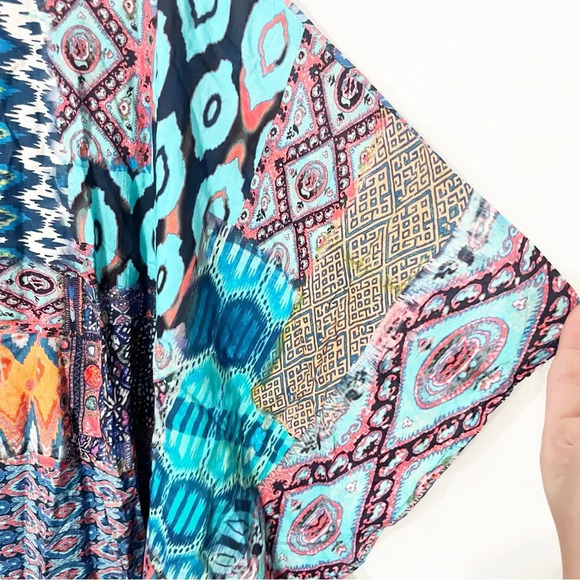 Tolani Blouse Women's XLP Petite Geometric Printed Caftan Tunic Bohemian Artsy - Picture 5 of 9